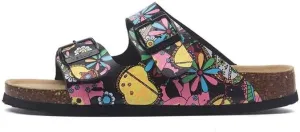 Buckle flat cork slippers summer men's and women's beach line button increase outdoor leisure slippers (Rainforest, Adult, Women, 10.5, Numeric Range, US Footwear Size System, 11, Medium)