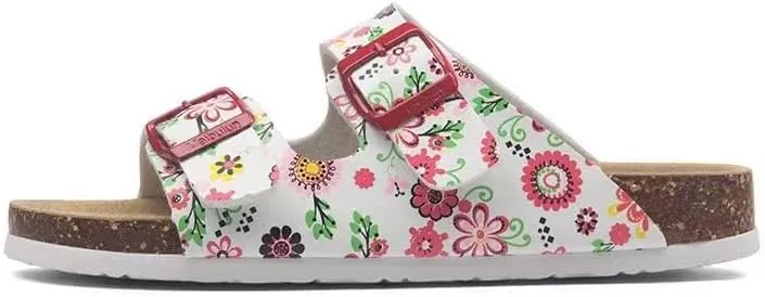 Buckle flat cork slippers summer men's and women's beach line button increase outdoor leisure slippers (Sunflower, Adult, Women, 9.5, Numeric Range, US Footwear Size System, 10.5, Medium)