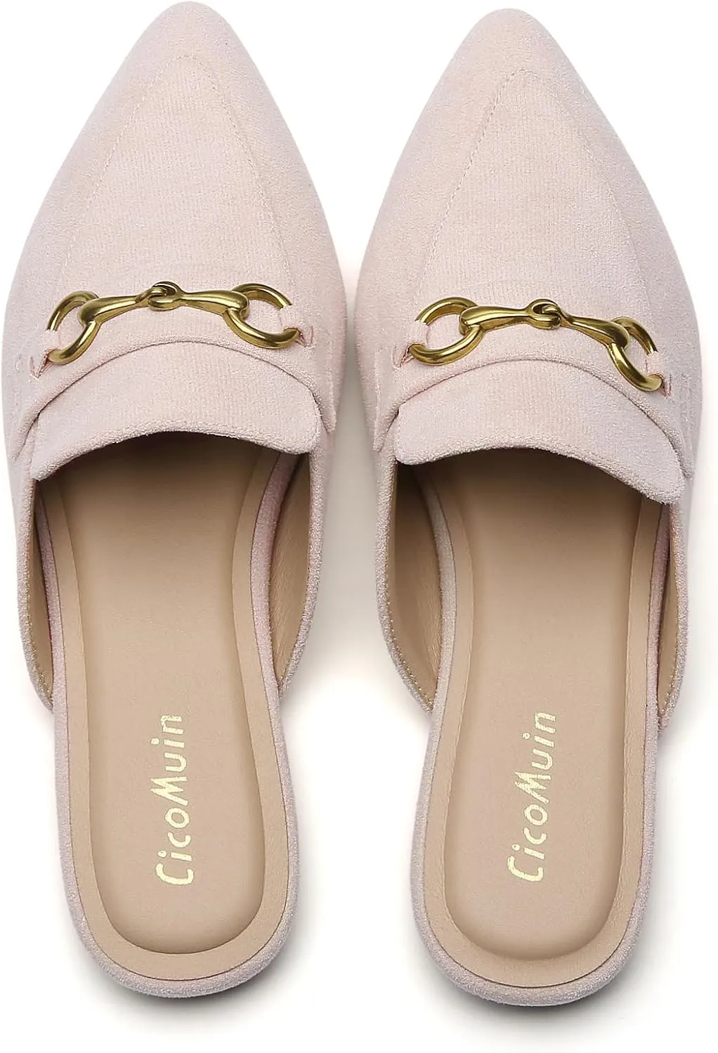 Buckle Mules for Women Pointed Toe Backless Flat Mules Slip on Slides Loafer Shoes