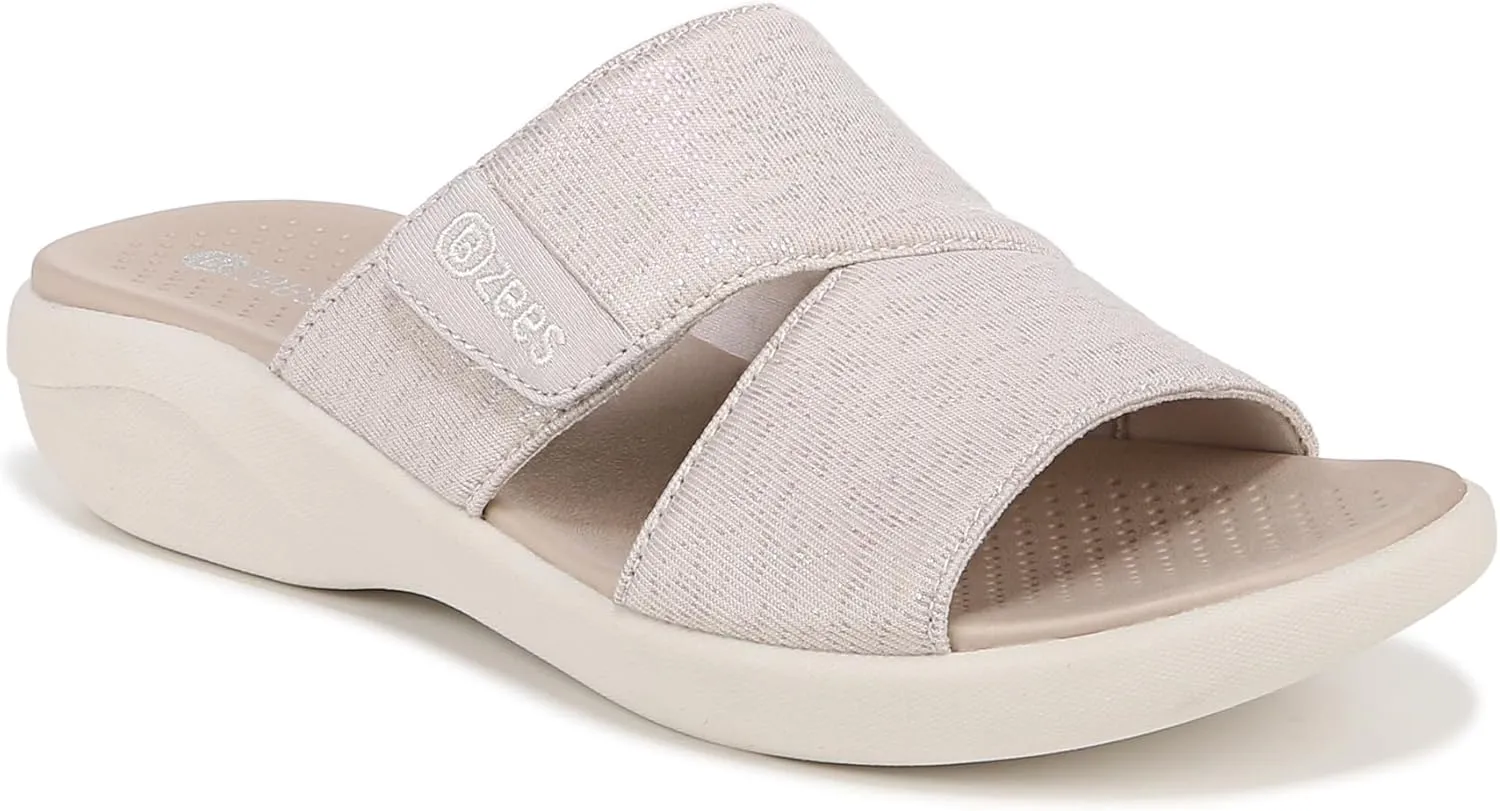 BZees Women's Carefree Machine Washable Comfort Wedge Sandal Slide