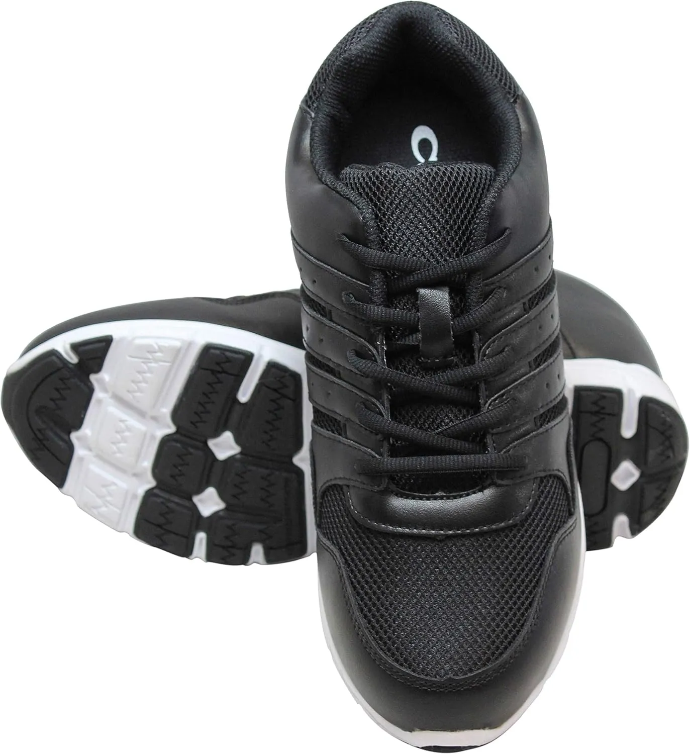 CALTO Men's Invisible Height Increasing Elevator Shoes - Black Leather/Mesh Lace-up Lightweight Sporty Trainer Sneakers - 3.2 Inches Taller - G8817 - Size 9 D(M) US