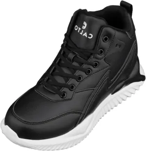CALTO Men's Invisible Height Increasing Elevator Trainer Shoes - Black Lace-up Lightweight Fashion High-Top Sneakers - 4 Inches Taller - S3060 - Size 13 D(M) US