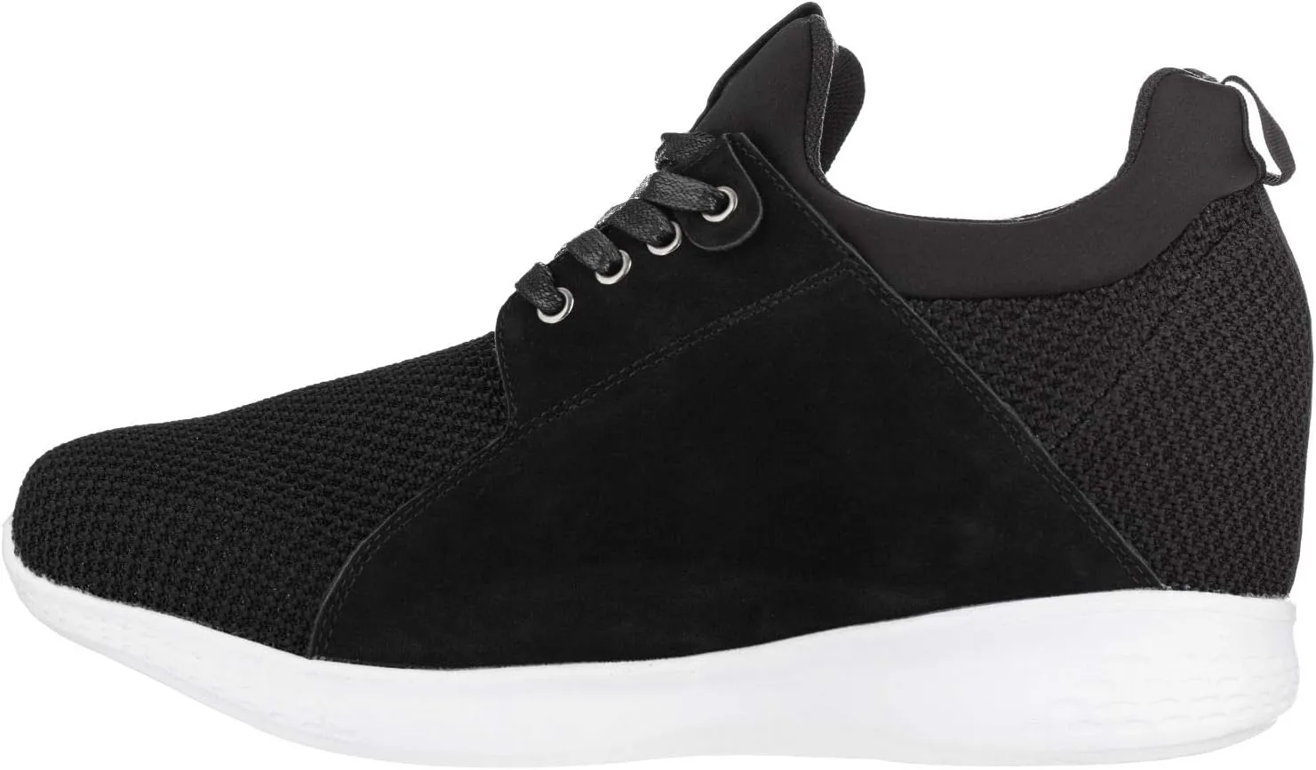CALTO Men's Invisible Height Increasing Elevator Trainer Shoes - Black Mesh Lace-up Lightweight Fashion Sneakers - 3.2 Inches Taller - H71922 - Size 8 D(M) US