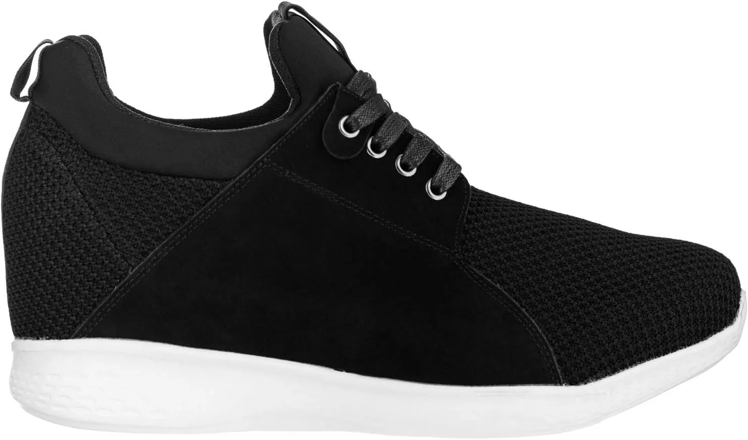 CALTO Men's Invisible Height Increasing Elevator Trainer Shoes - Black Mesh Lace-up Lightweight Fashion Sneakers - 3.2 Inches Taller - H71922 - Size 8 D(M) US