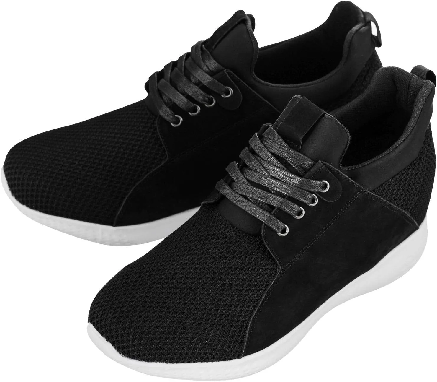 CALTO Men's Invisible Height Increasing Elevator Trainer Shoes - Black Mesh Lace-up Lightweight Fashion Sneakers - 3.2 Inches Taller - H71922 - Size 8 D(M) US