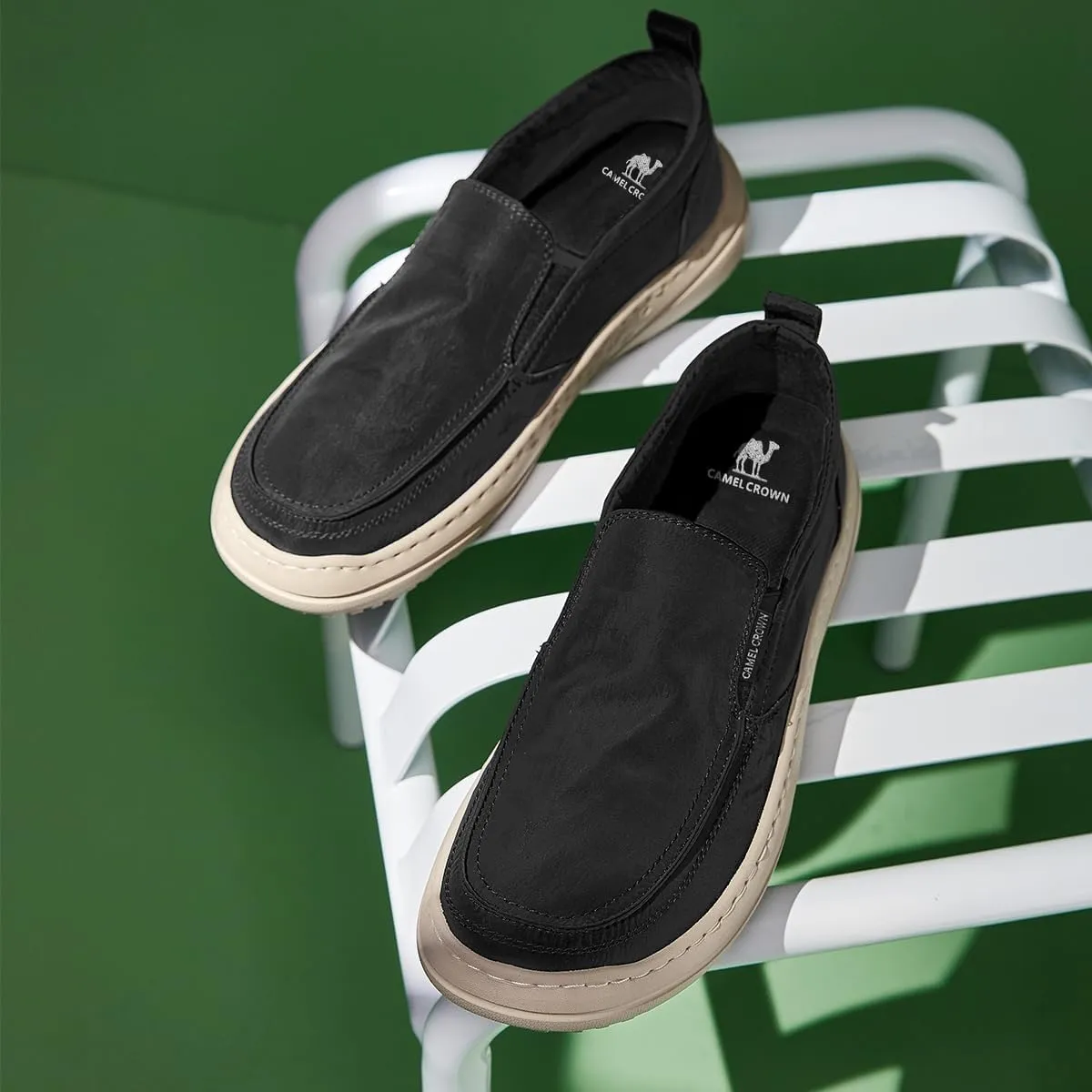 CAMEL CROWN Mens Casual Slip-On Loafers Lightweight Sneakers Comfortable Shoes for Walking Work Waterproof