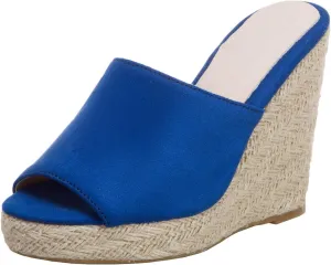 Caradise Womens Espadrille Platform Wedge Peep Toe Mules High Heel Slides Sandals