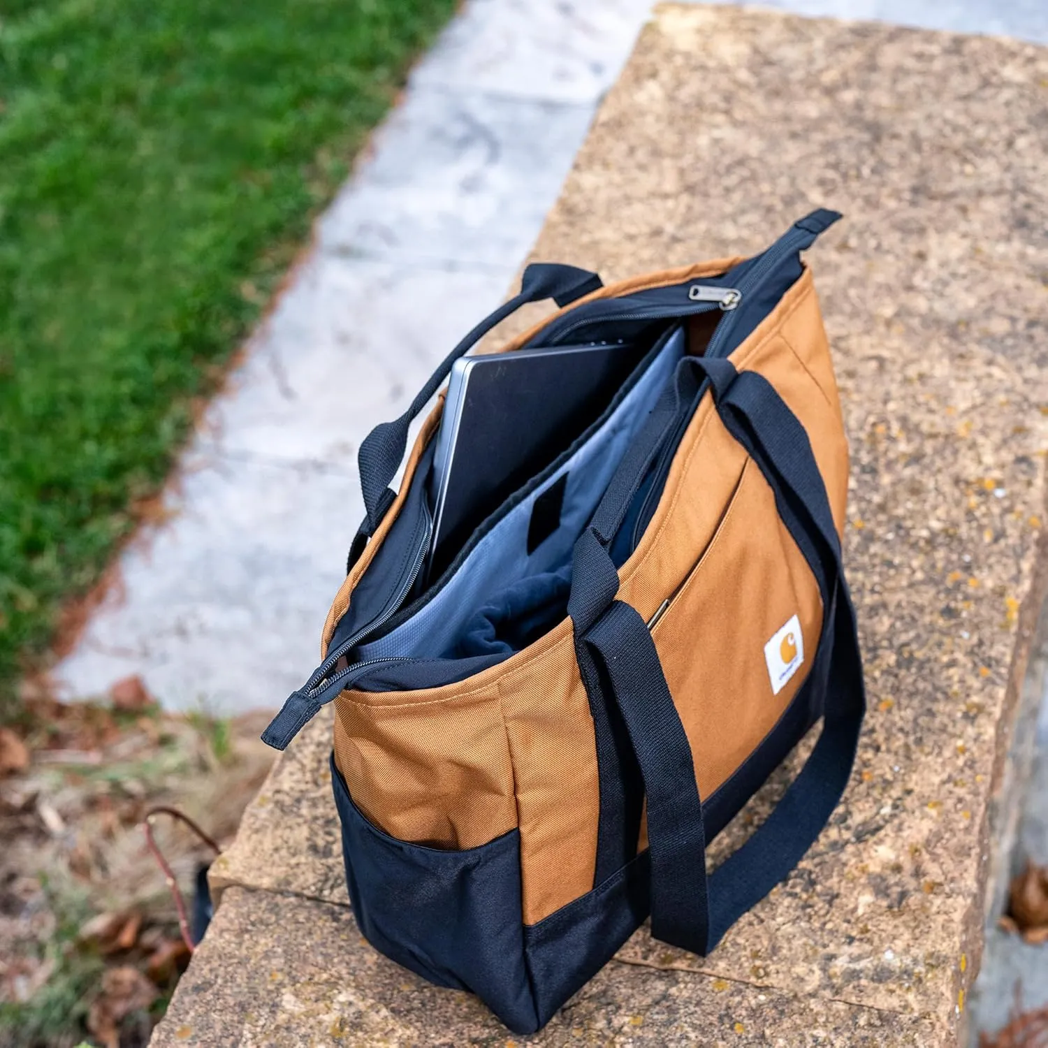 Carhartt Horizontal Zip Classic Laptop Tote Bag, Durable Water Repellent Material W/ 17" Tablet Sleeve