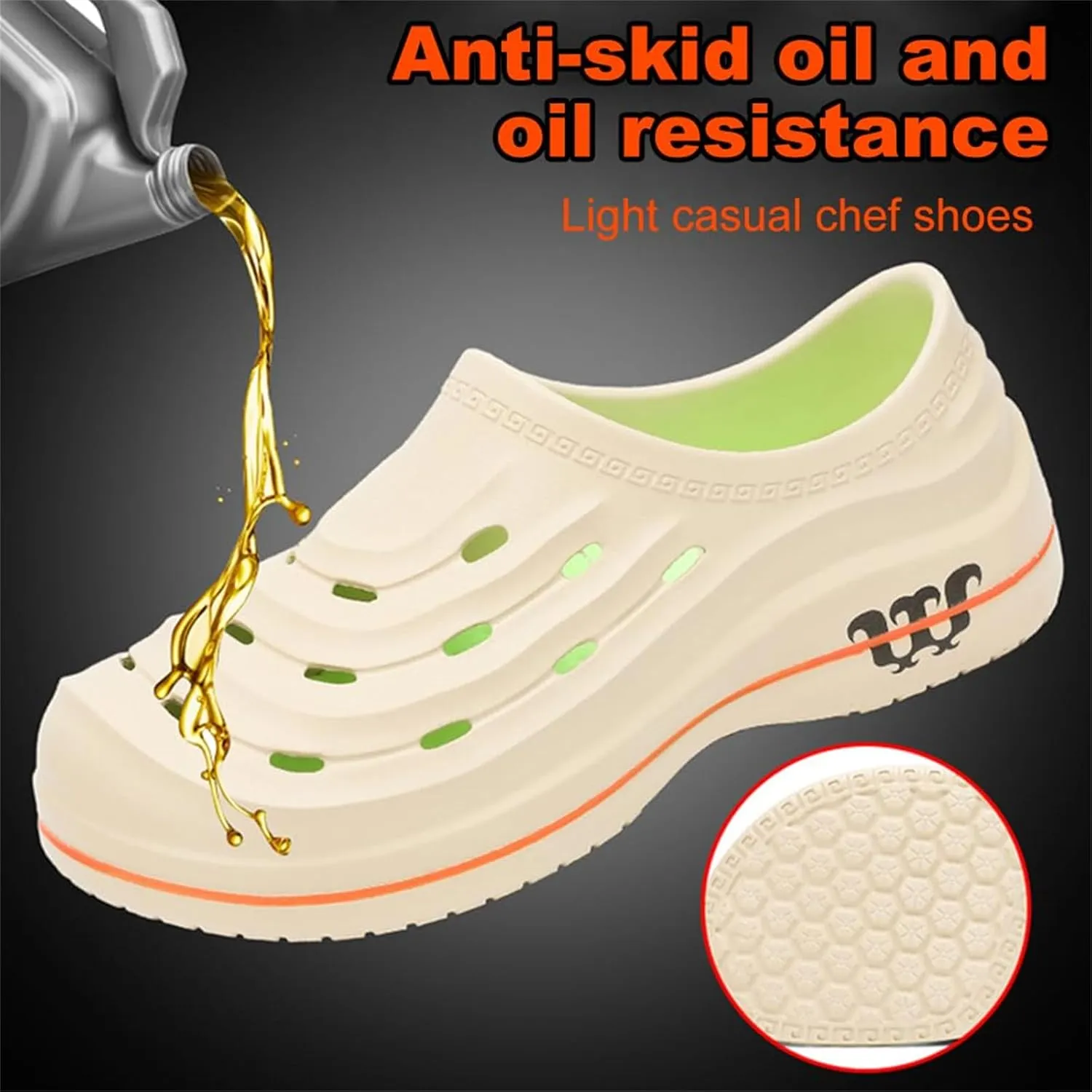 Chef Shoes for Men Women,Oil Resistant Waterproof Arch Support Clogs,Lightweight Breathable Kitchen Shoes Wide Toe Box Beach Slippers,Quick Dry Slip-on Garden Clogs with Removable Cushion Footbed