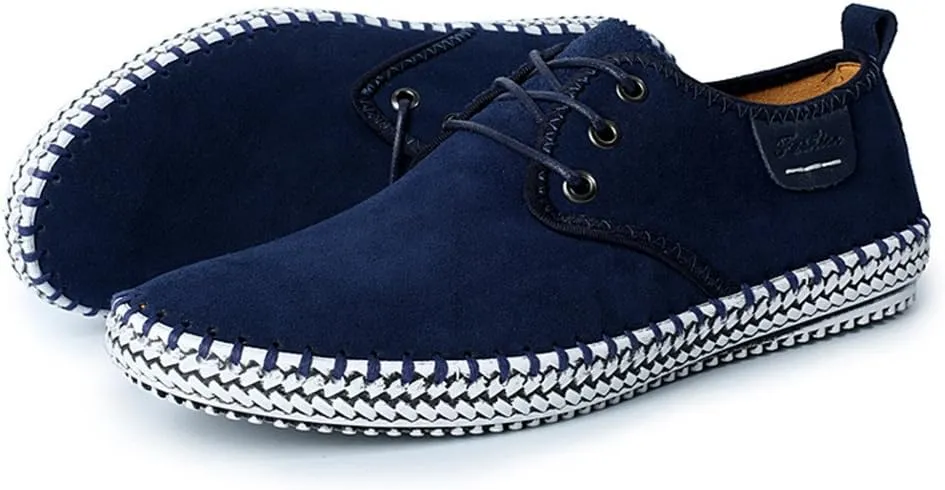 ChicWind Men's Casual Suede Leather Sneaker Breathable Walking Shoes Flat