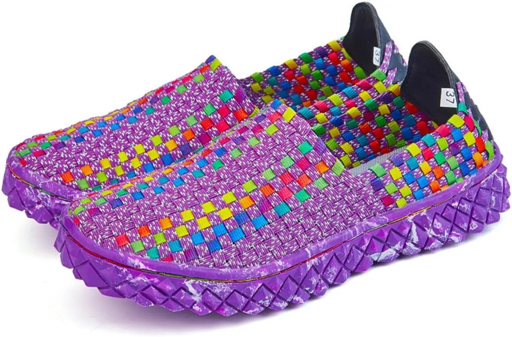 ChicWind Unisex Ultra Lightweight Woven Fashion Sneakers Casual Slip On Walking Shoes