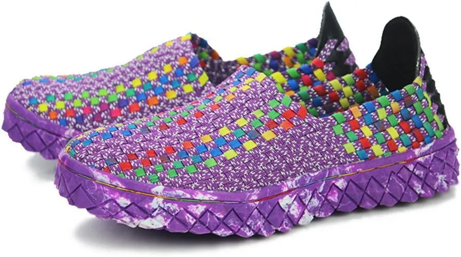 ChicWind Unisex Ultra Lightweight Woven Fashion Sneakers Casual Slip On Walking Shoes