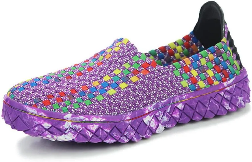 ChicWind Unisex Ultra Lightweight Woven Fashion Sneakers Casual Slip On Walking Shoes