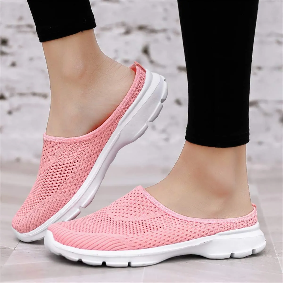 ChicWind Womens Breathable Mesh Walking Mules Sneakers Open Back Slip On Shoes