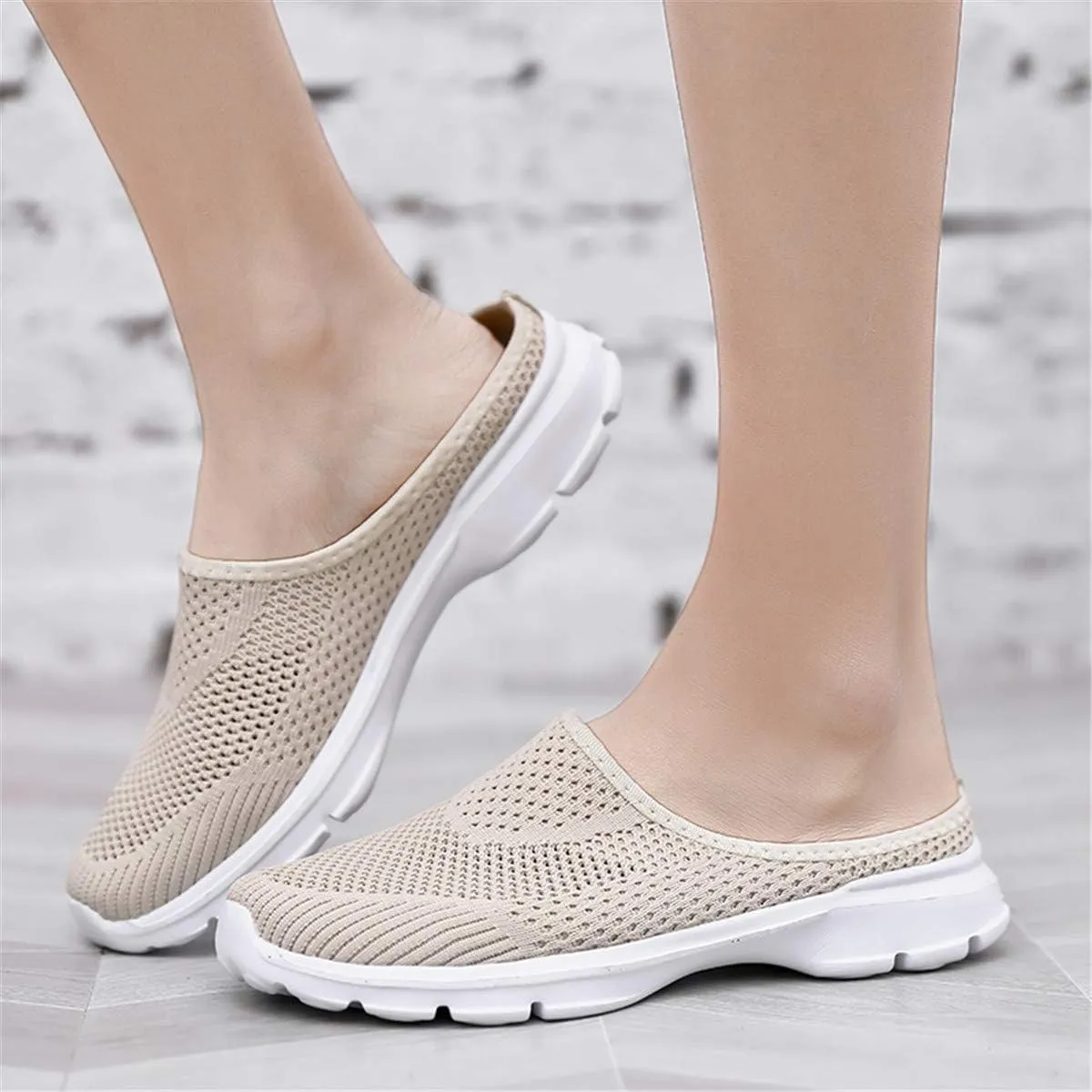 ChicWind Womens Breathable Mesh Walking Mules Sneakers Open Back Slip On Shoes