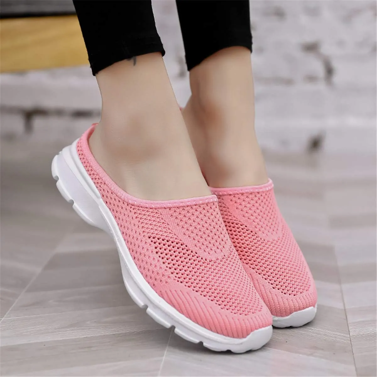 ChicWind Womens Breathable Mesh Walking Mules Sneakers Open Back Slip On Shoes