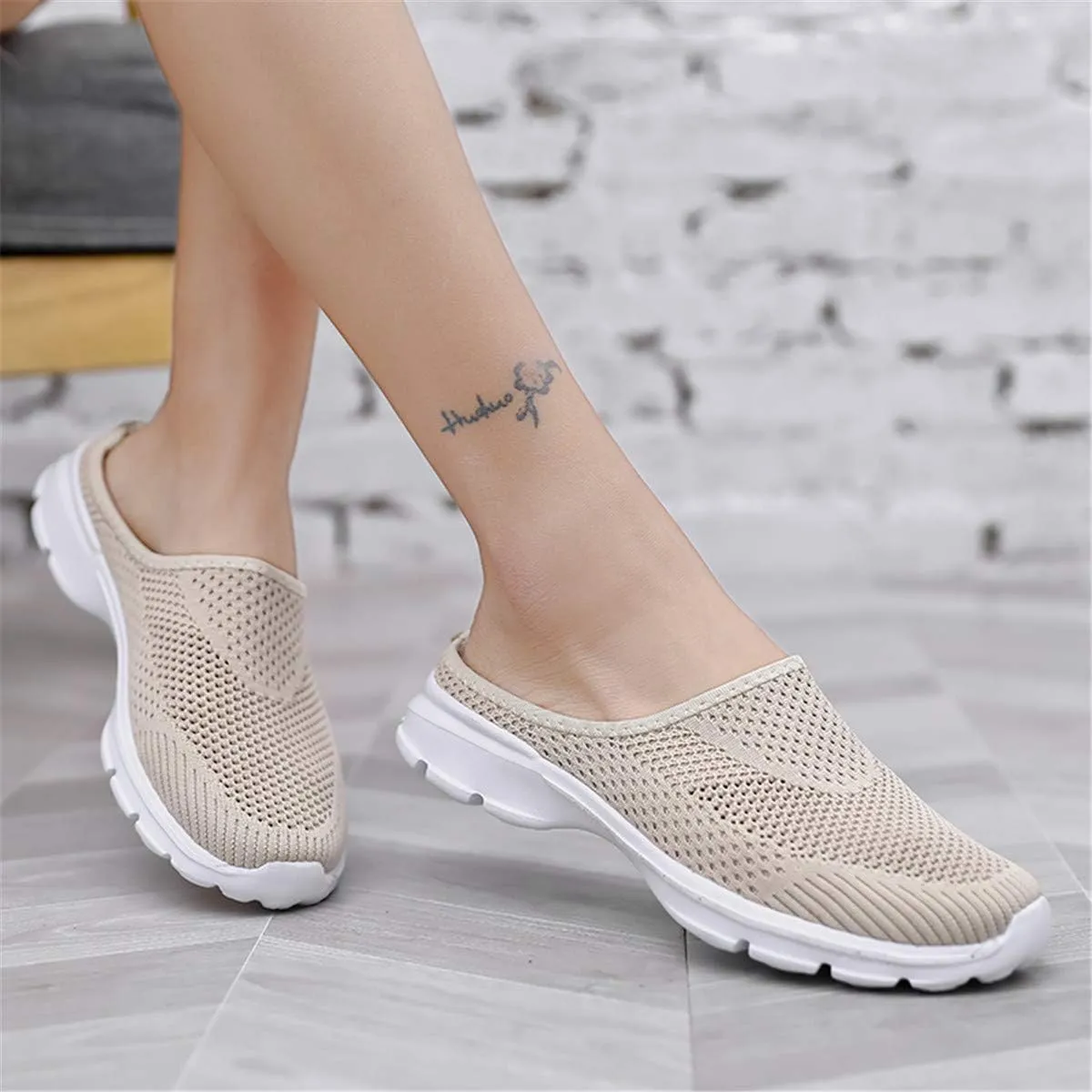 ChicWind Womens Breathable Mesh Walking Mules Sneakers Open Back Slip On Shoes