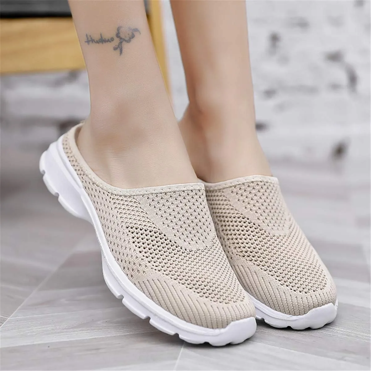 ChicWind Womens Breathable Mesh Walking Mules Sneakers Open Back Slip On Shoes