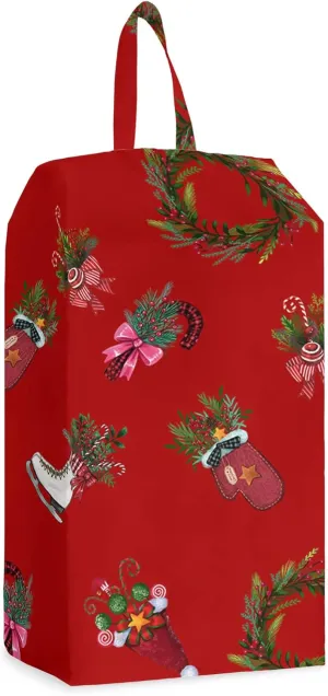 Christmas Shoe Bags,Large Travel Golf Shoes Pouch Bags Storage Organizer Accessories with Zipper & Handle for Men, Women, Kids, Traveling, Gym, Sport, Red Candy Cane Pine Tree Berry Wreath