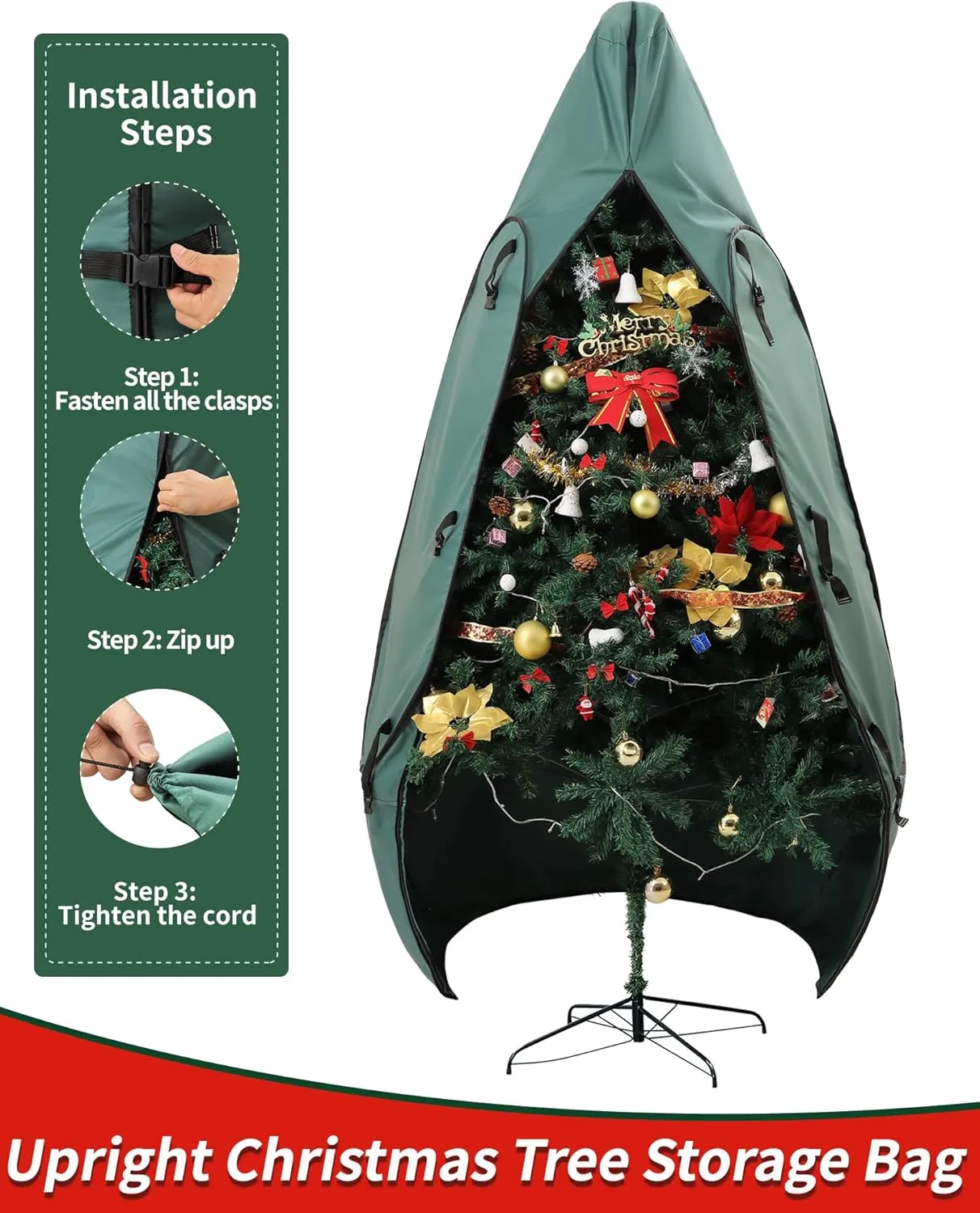 Christmas Tree Bag 9 Ft Upright Christmas Tree Storage Bag 9 Foot Tree, Christmas Tree Cover for Upright Storage Fit 8 Ft / 9 Ft / 10 Ft, Artificial Christmas Tree Storage Bag