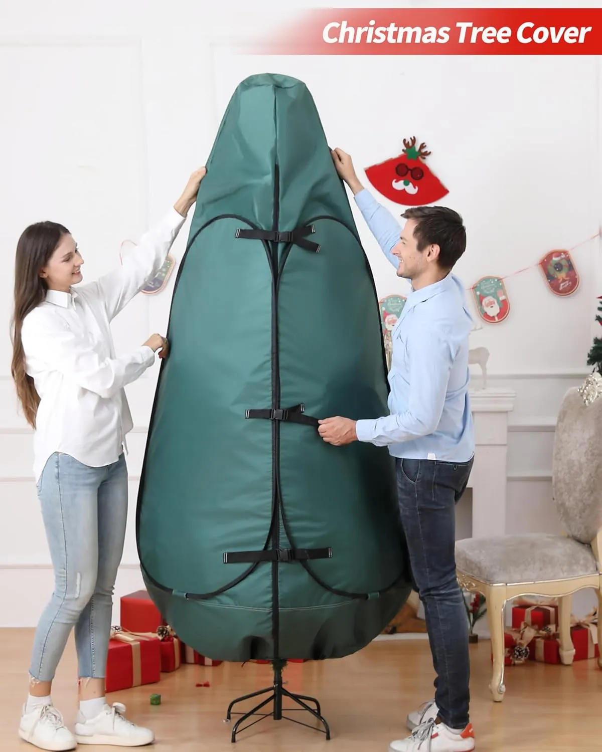 Christmas Tree Bag 9 Ft Upright Christmas Tree Storage Bag 9 Foot Tree, Christmas Tree Cover for Upright Storage Fit 8 Ft / 9 Ft / 10 Ft, Artificial Christmas Tree Storage Bag