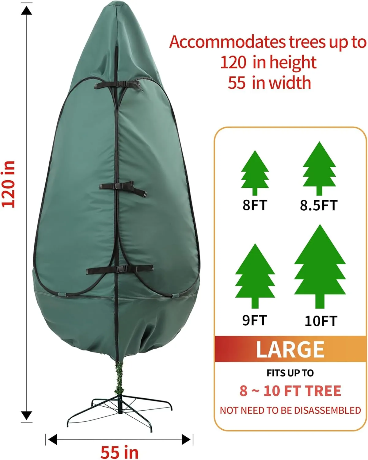 Christmas Tree Bag 9 Ft Upright Christmas Tree Storage Bag 9 Foot Tree, Christmas Tree Cover for Upright Storage Fit 8 Ft / 9 Ft / 10 Ft, Artificial Christmas Tree Storage Bag