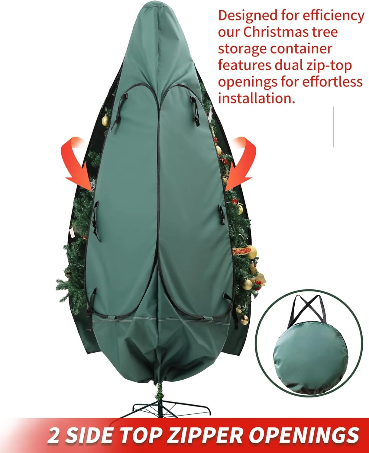Christmas Tree Bag 9 Ft Upright Christmas Tree Storage Bag 9 Foot Tree, Christmas Tree Cover for Upright Storage Fit 8 Ft / 9 Ft / 10 Ft, Artificial Christmas Tree Storage Bag