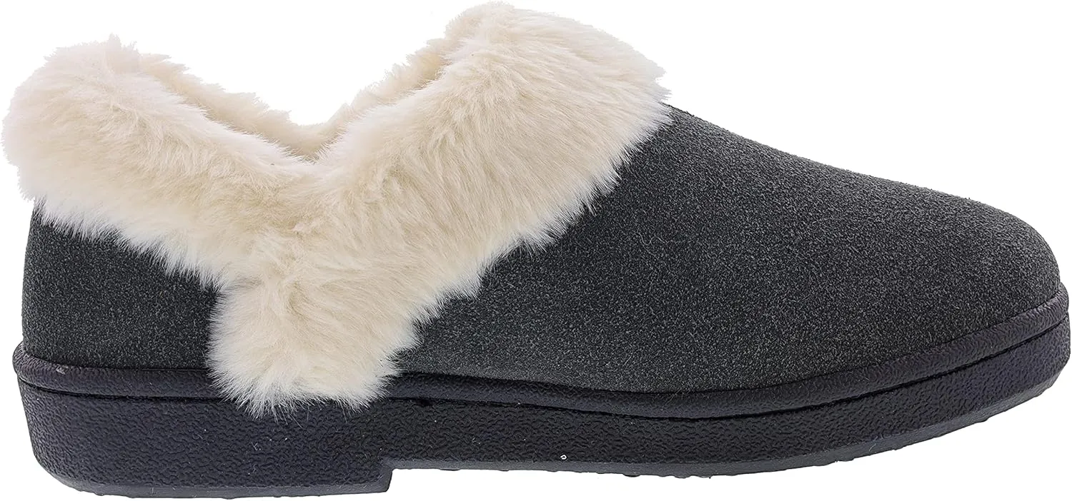 Clarks Indoor and Outdoor Black Slipper Cozy Wool Mule Slip-On Fur Lined Clogs