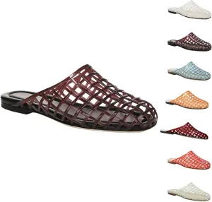 Clear Jelly Shoes for Women Slip on Clear Hollow Closed Toe Flat Sandals Beach Jellies Slippers Summer Slide Shoesv