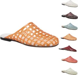 Clear Jelly Shoes for Women Slip on Clear Hollow Closed Toe Flat Sandals Beach Jellies Slippers Summer Slide Shoesv