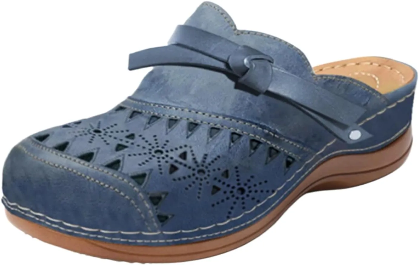 Clogs for Women 2025 Summer Comfortable Wedge Sandals Breathable Hollow Out Closed Toe Slip On Slippers Beach Arch Support Outdoor Slippers Round Platform Shoes