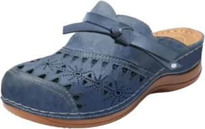 Clogs for Women 2025 Summer Comfortable Wedge Sandals Breathable Hollow Out Closed Toe Slip On Slippers Beach Arch Support Outdoor Slippers Round Platform Shoes