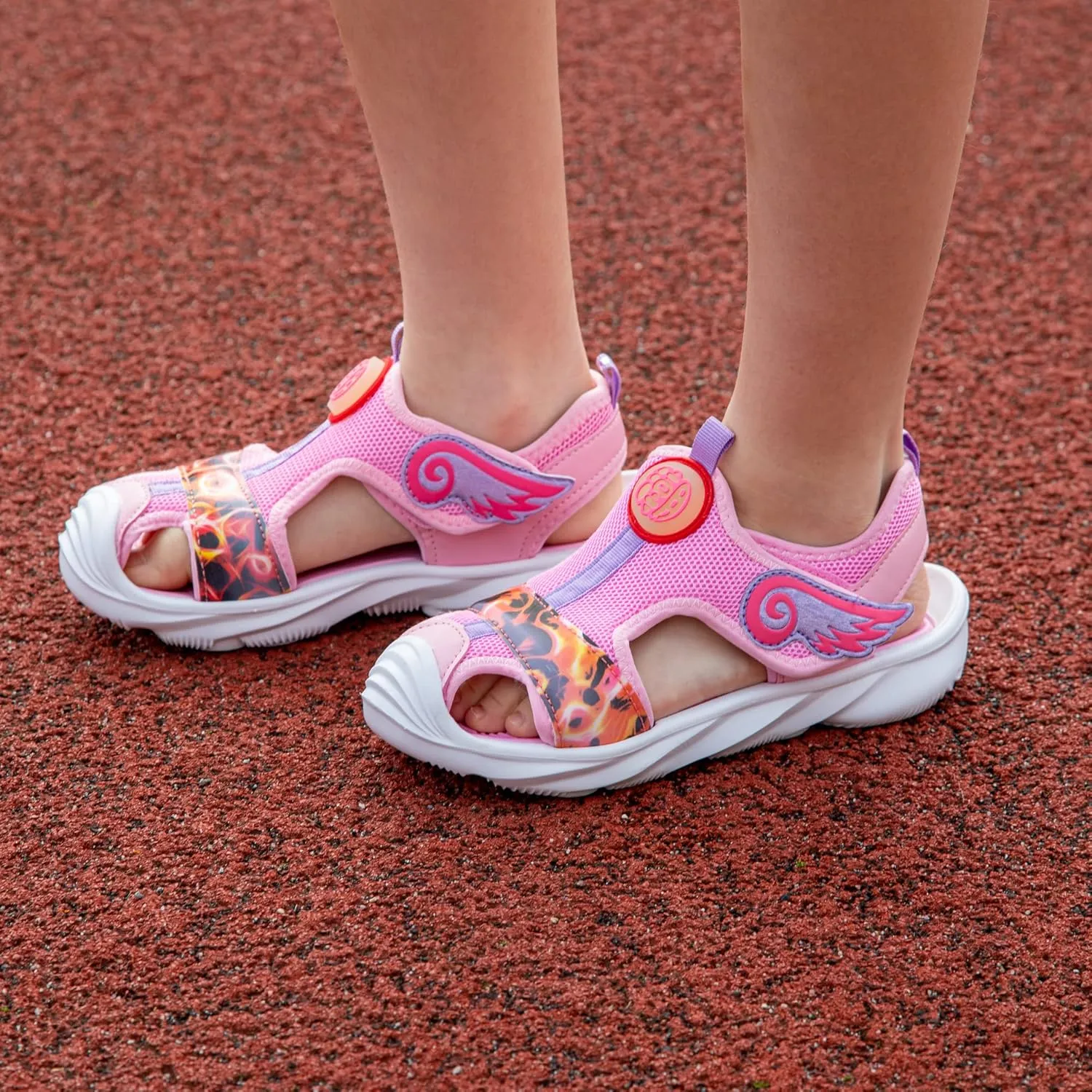 Closed Toe Cute Sandal for Girls in Pretty Colors; Breathable Mesh Upper, Easy and Durable Hook & Loop Strap, Thick and Comfortable Non-Slip Sole; Girls Sandals for Pool, Beach, Bikes, School, Play