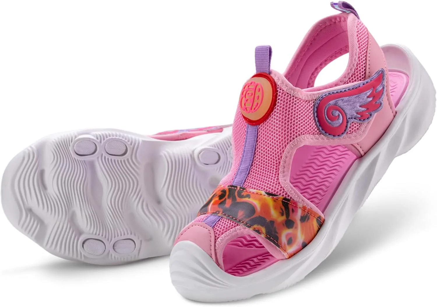 Closed Toe Cute Sandal for Girls in Pretty Colors; Breathable Mesh Upper, Easy and Durable Hook & Loop Strap, Thick and Comfortable Non-Slip Sole; Girls Sandals for Pool, Beach, Bikes, School, Play