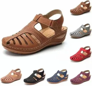 Closed Toe Sandals Women Arch Support Sandals Dressy Summer Ankle Strap Non-Slip Hollow Out Wedge Sandal Beach Shoes