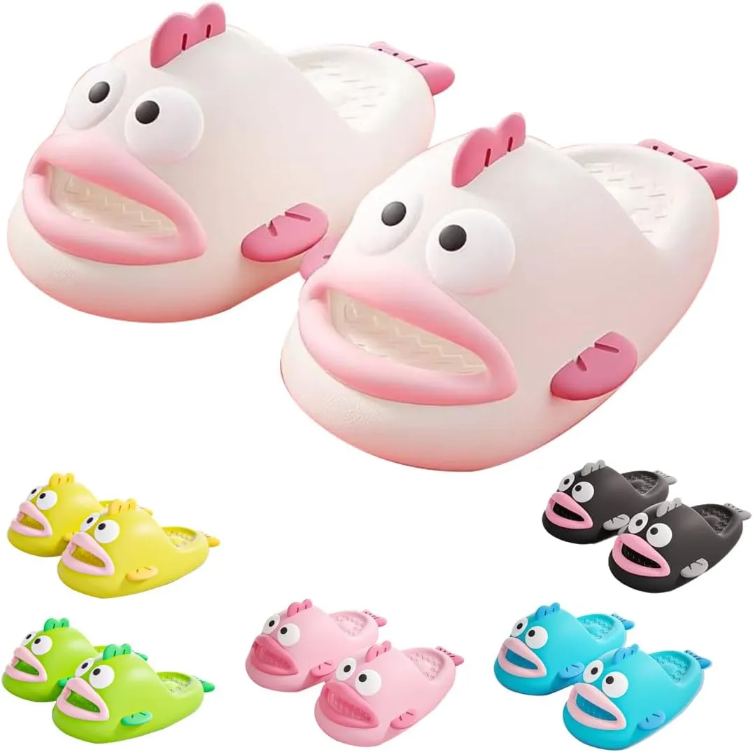 Clown Fish Slides Tongue Kiss Slippers for Adult Women Men Animals House Slippers Summer Open Toe Slide Sandals Fish Flops Cloud Shoes for Beach Shower Pool