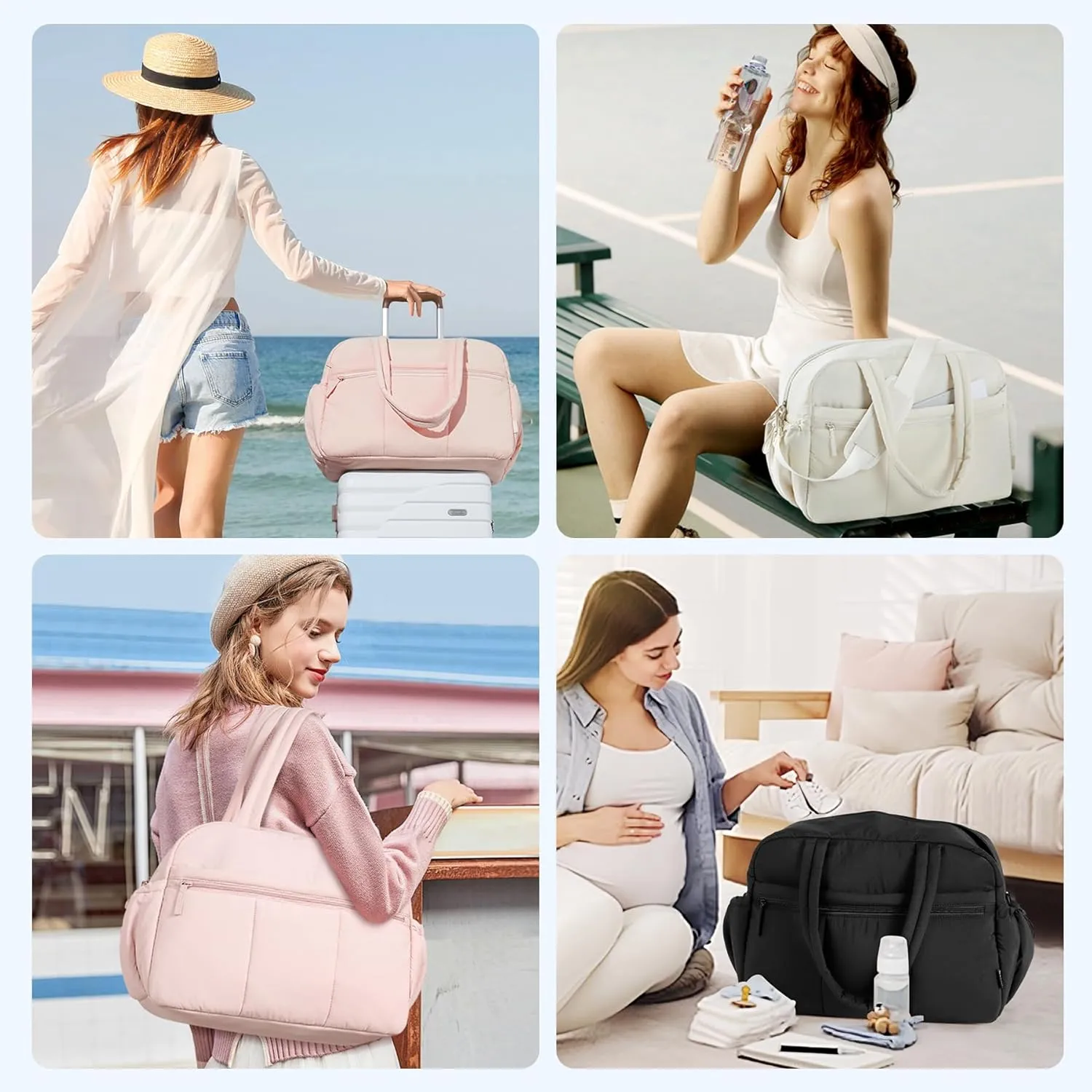 CLUCI Duffle Bag for Travel, Gym Bag for Women, Puffer Tote Small Carry On Bag, 30L Duffle Weekender Bags with Wet Pocket