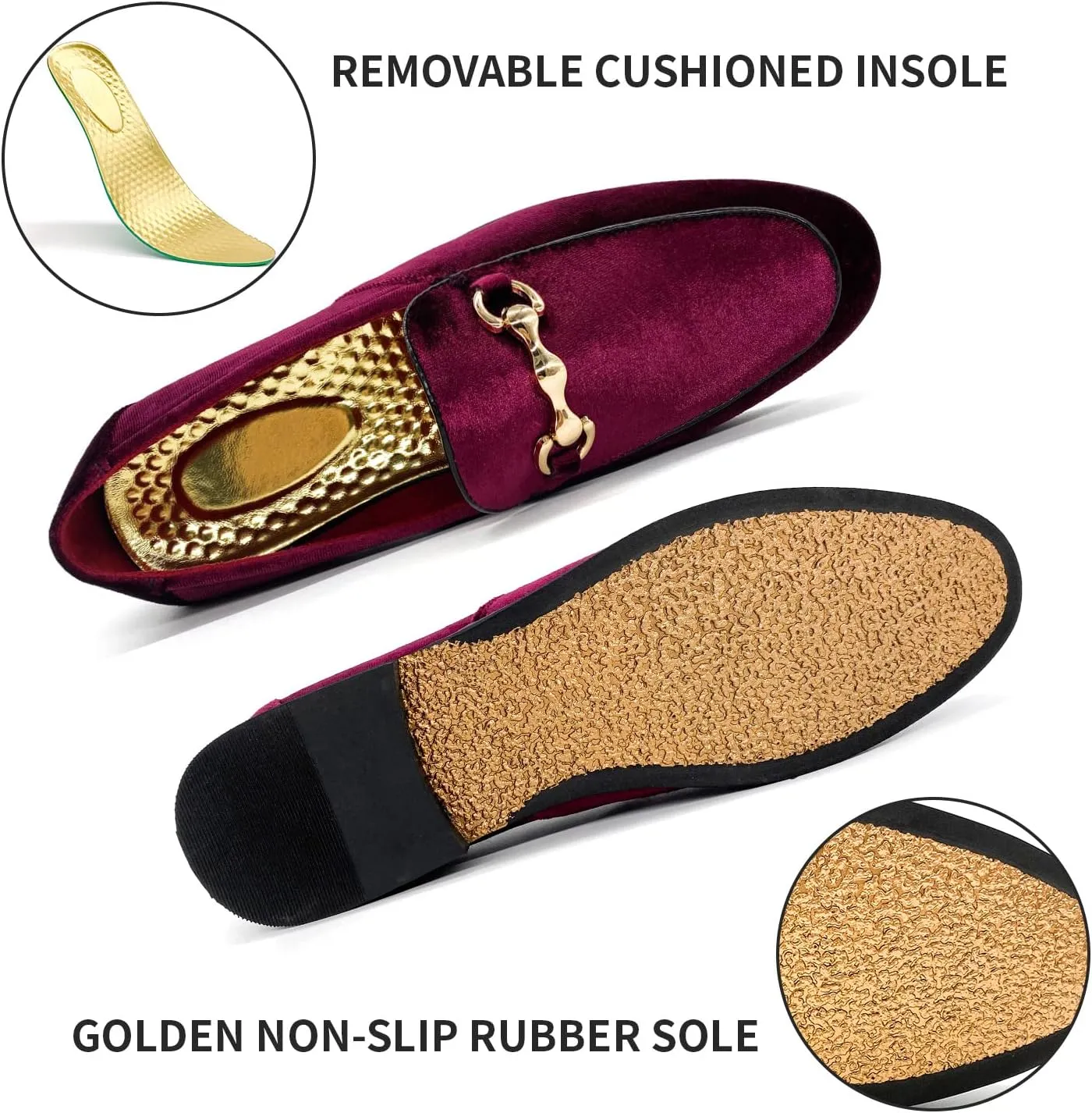 CMM Men's Velvet Slip On Loafers Shiny Metallic Slipper Loafers Luxury Dress Shoes Nightclub Party
