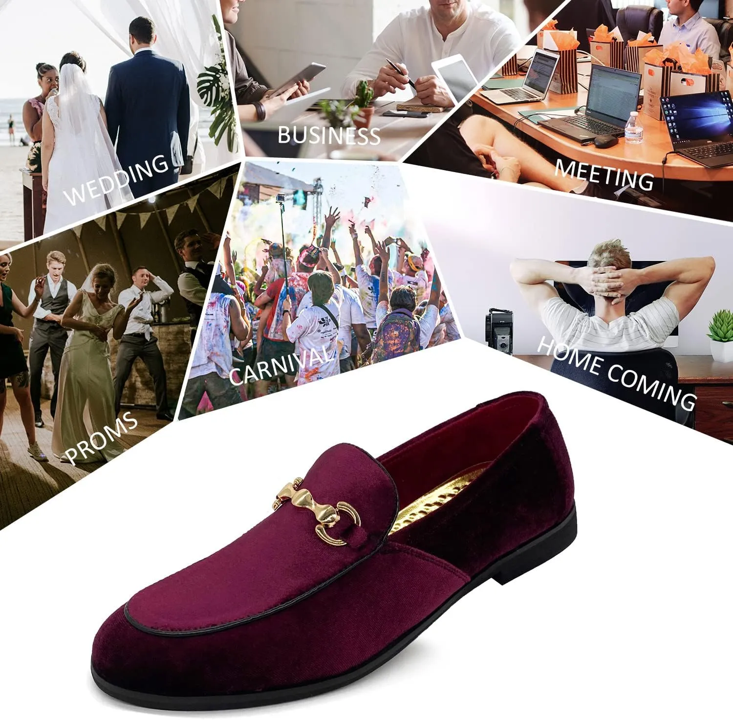 CMM Men's Velvet Slip On Loafers Shiny Metallic Slipper Loafers Luxury Dress Shoes Nightclub Party