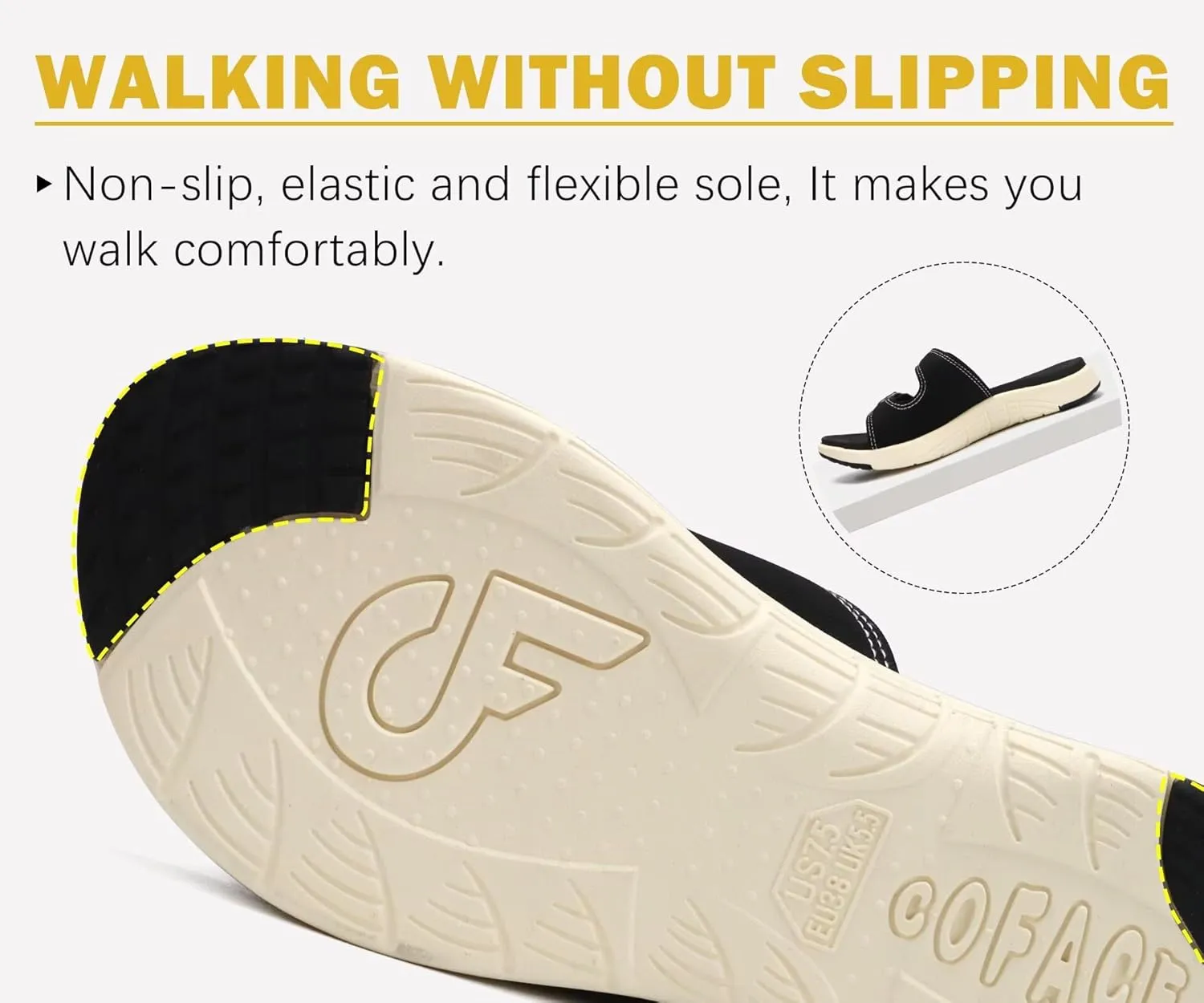 COFACE Womens Orthotic Slides Comfort Plantar Fasciitis Arch Support Slip on Flat Sandals Ladies Soft Cushion Fashion Yoga Mat Slippers With Adjustable Straps
