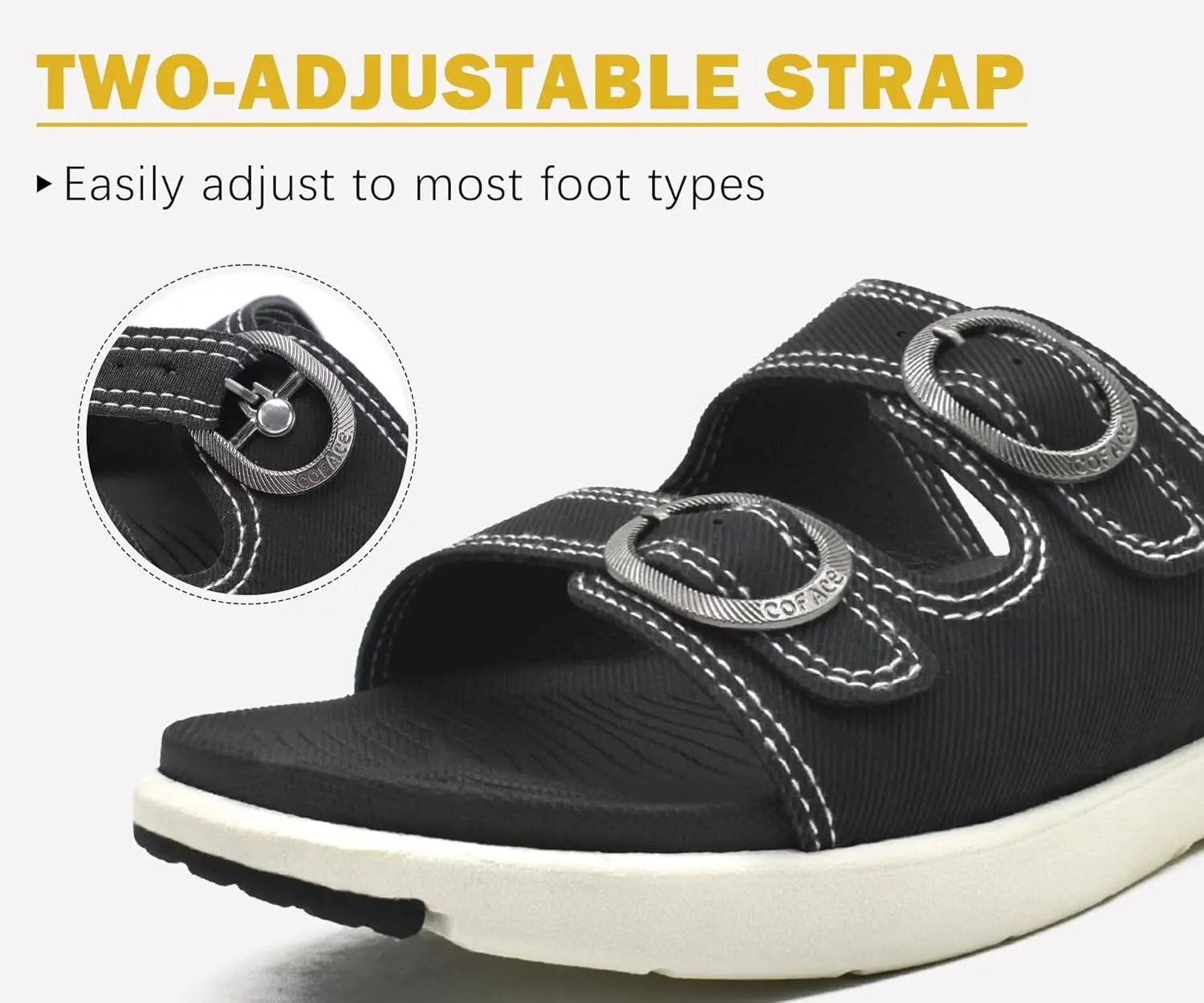 COFACE Womens Orthotic Slides Comfort Plantar Fasciitis Arch Support Slip on Flat Sandals Ladies Soft Cushion Fashion Yoga Mat Slippers With Adjustable Straps