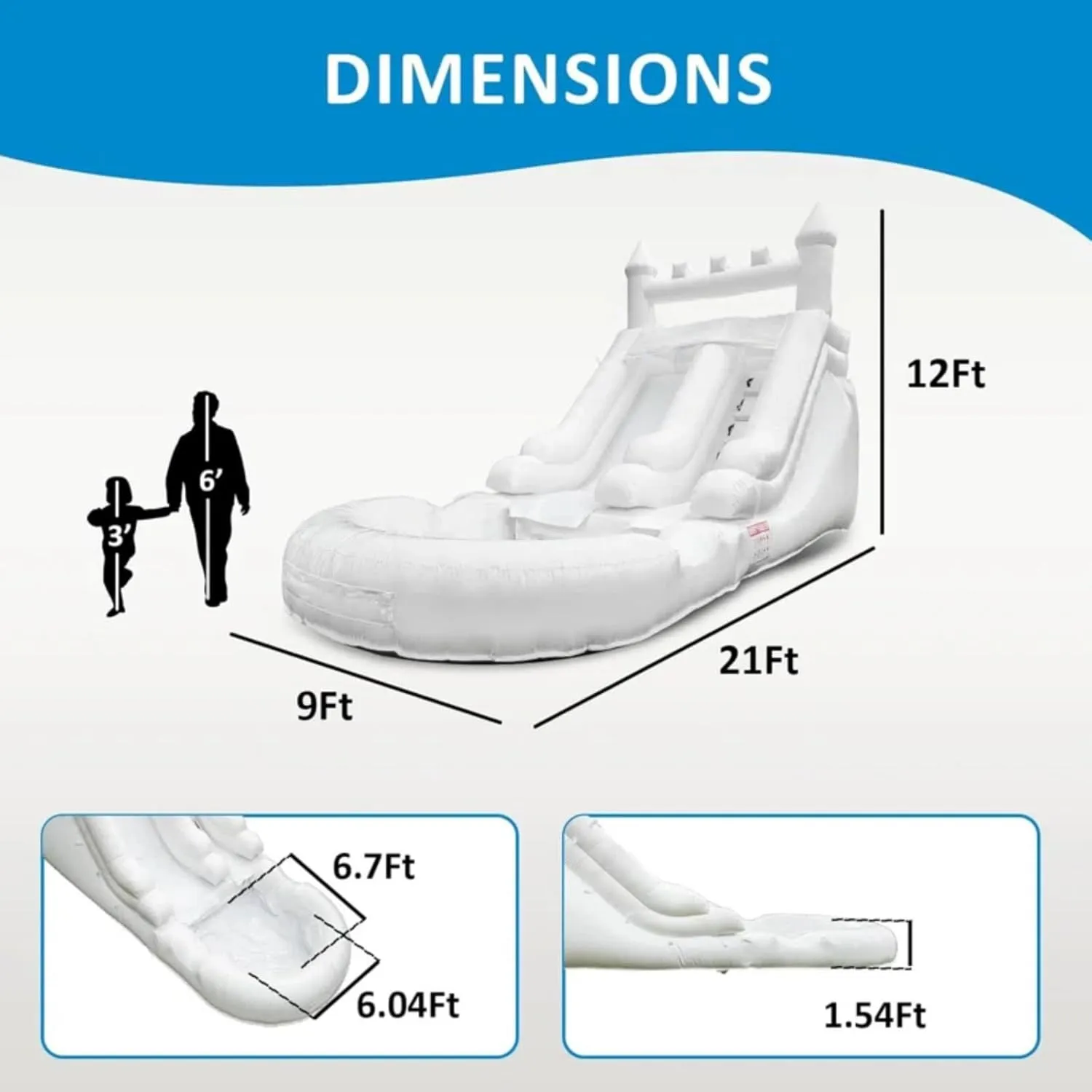 Commercial Grade Water Slide 21'x9'x12' Inflatable with Pool for Kids and Adults (with Blower Include), Wet Dry Use, Summer Splash Fun (White Water Slide, Commercial PVC)