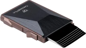 Conceal Plus Card Blocr Minimalist Wallet for Men, Slim Aluminum Tactical Design with RFID Blocking Security and Money Clip for Cash - Bronze with Carbon Fiber with Money Clip