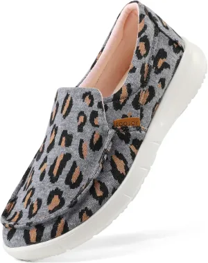 COOJOY Women's Casual Lightweight Stretch Boat Canvas Slip on Shoes Breathable
