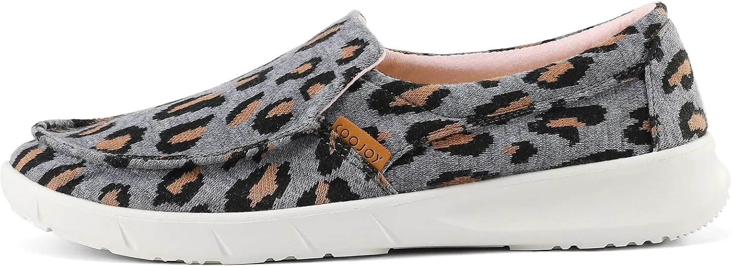 COOJOY Women's Casual Lightweight Stretch Boat Canvas Slip on Shoes Breathable