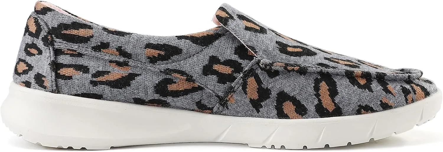COOJOY Women's Casual Lightweight Stretch Boat Canvas Slip on Shoes Breathable