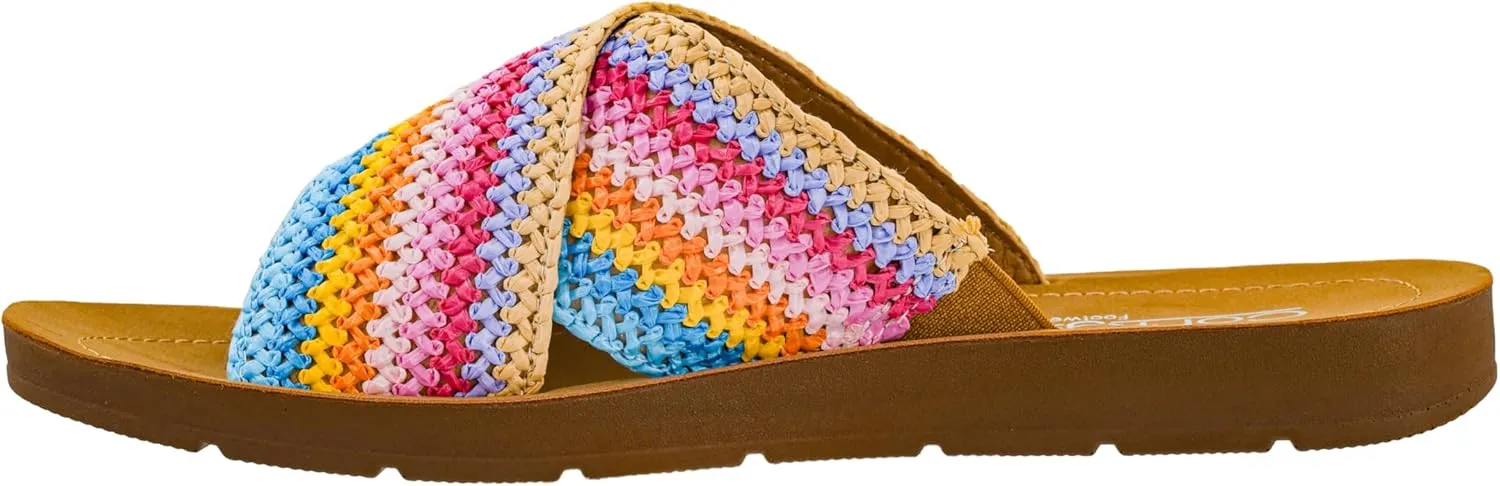 Corkys Footwear Womens Dig It Sandals - Featuring Unique Criss-Cross Straps, A Cushioned Insole, and Elastic Gore - Stylish and Comfortable for Everyday Wear