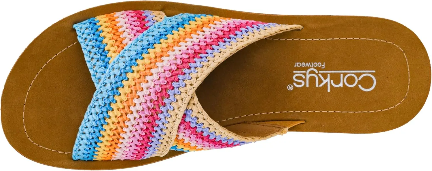 Corkys Footwear Womens Dig It Sandals - Featuring Unique Criss-Cross Straps, A Cushioned Insole, and Elastic Gore - Stylish and Comfortable for Everyday Wear