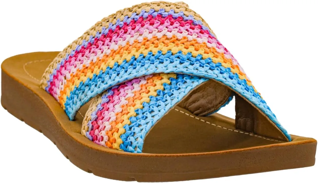Corkys Footwear Womens Dig It Sandals - Featuring Unique Criss-Cross Straps, A Cushioned Insole, and Elastic Gore - Stylish and Comfortable for Everyday Wear