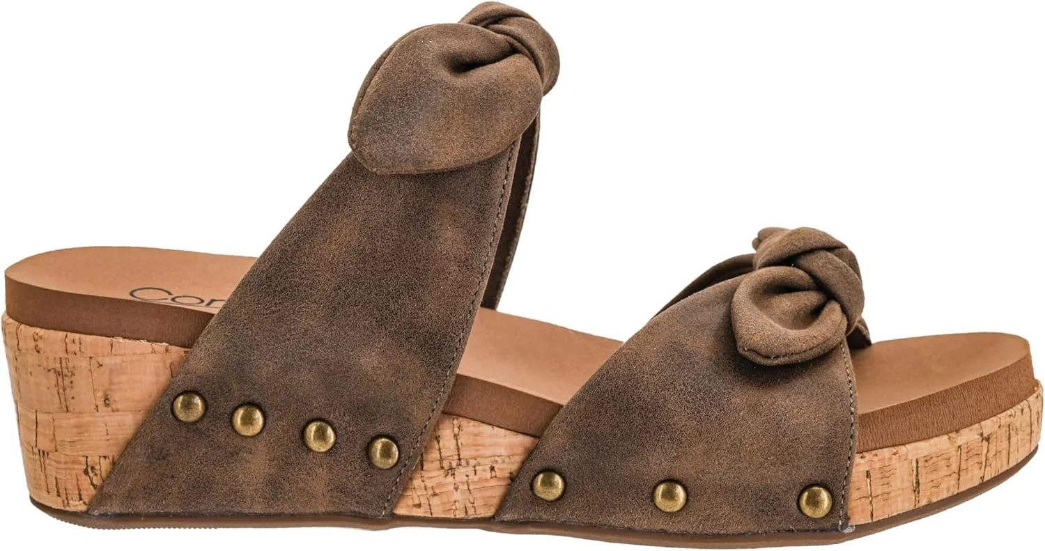 Corkys Footwear Women's Sittin Pretty Wedge Sandal - 2 Inch Cushioned Wedge, Slip On Closure for Comfort & Style, Perfect for Casual & Dressy Outfits, All Day Wear